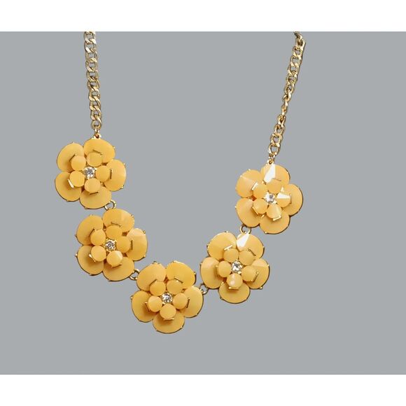 Natasha Gold Floral Rhinestone Statement Necklace.” - Picture 1 of 8